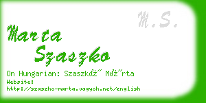 marta szaszko business card